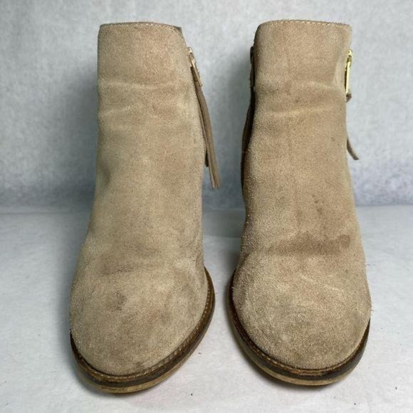 Aldo Suede Stacked Heel Fringe Ankle Bootie 7 - Picture 2 of 14